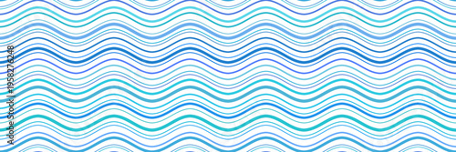 Wavy lines, sea waves stylization, seamless pattern, vector design