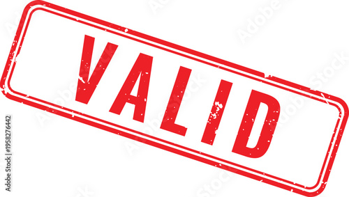 minimalist red outline valid stamp design with slight distressed effects for clean document verification needs