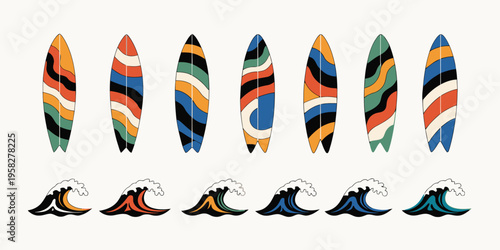 Surfboard and beach accessories including a surfboard, beach umbrella, and cooler for a summer vacation.