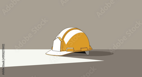Yellow Industrial Hard Hat Safety Helmet Illustration - Graphic Design for Construction, Engineering, and Occupational Site Safety Concept