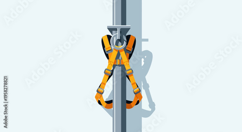 Industrial Safety Harness for Fall Protection Illustration - Occupational Health and Security Concept