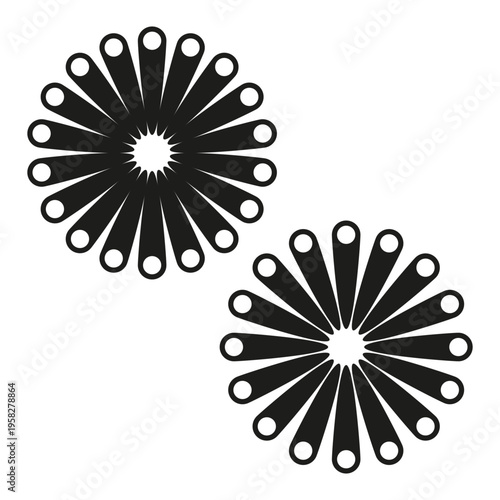 Floral pattern set. Abstract star ornament. Black flower Vector. Geometric symmetry shape. Manual vector only. No autotrace used.