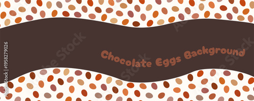 Wavy chocolate eggs vector background, cute simple design with copy space for banners, flyers and brochures
