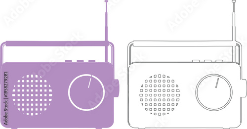 Purple and black radio silhouettes
