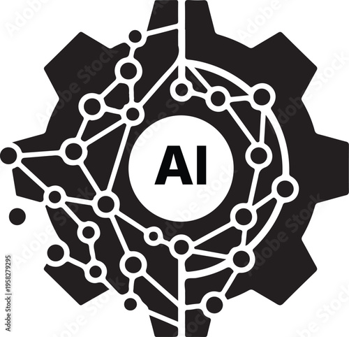 Artificial intelligence network gear cogwheel