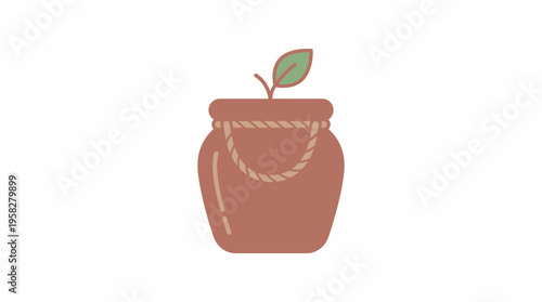 Ceramic pot with a growing plant icon isolated on white background