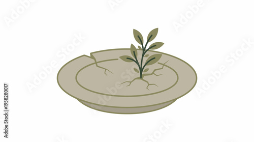 Growth of a Seedling on a Cracked Plate A Symbol of Resilience and New Beginnings