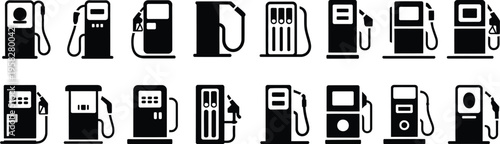 fuel pump silhouette icon set. vector illustration
