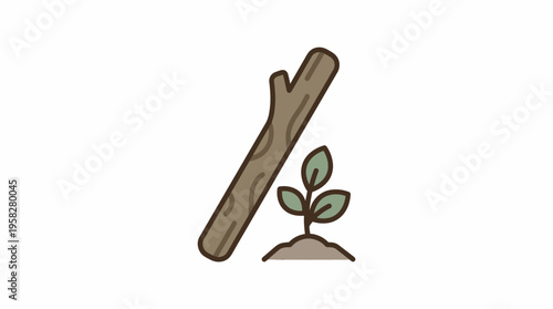 Dead branch and seedling growing from soil, growth and renewal concept