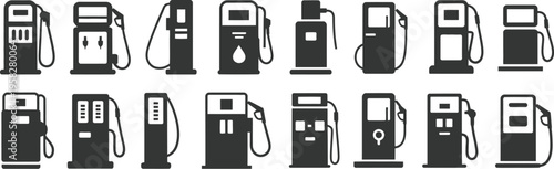 fuel pump silhouette icon set. vector illustration