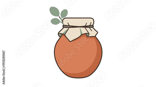 Charming Hand-Drawn Preserves Jar with Botanical Accent Vector Graphic Illustration