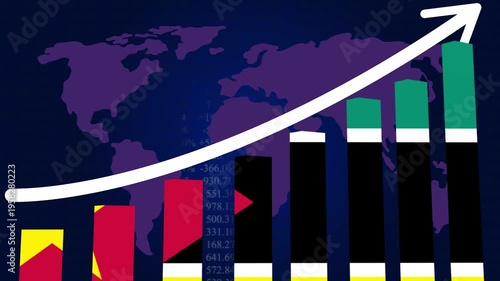 Rising Global Economy: A vibrant bar graph illustrates the growth and expansion of a global economy, with an upward-trending arrow.