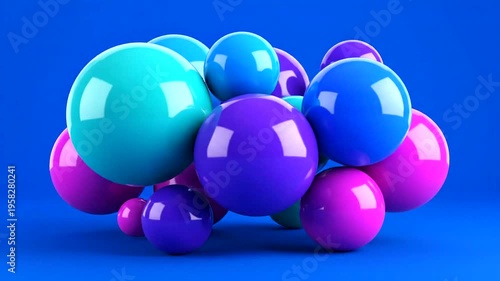 Colorful shiny balls on blue background.
