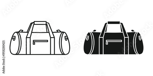 Duffel Bag Icon Set Travel Luggage