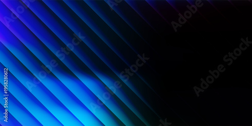 Gelombang biru abstrak dramatis latar belakang gelap garis-garis vertikal cahaya listrik