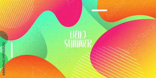 Creative concept of summer bright and juicy cards set. Modern abstract art pattern design with liquid shapes with overlay effect. Suit for poster, cover, banner, web