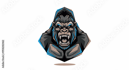 Aggressive Gorilla Mascot Head Illustration