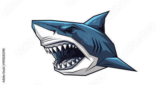 Aggressive Great White Shark Head with Open Jaws - Marine Predator