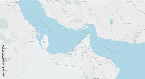 Detailed political map of middle east showing countries and major cities with borders and coastlines