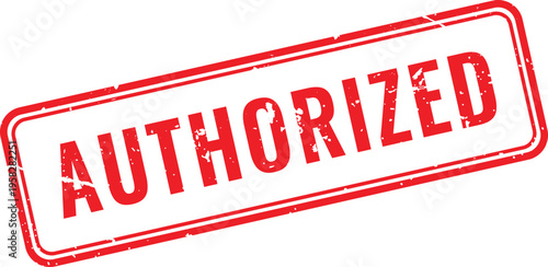 minimalist red outline authorized stamp design with slight distressed effects for clean document security needs