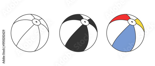 Beach ball icons set. Inflatable ball signs isolated on white background. Vector illustration