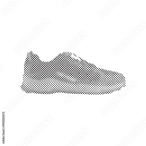Sleek Running Sneaker Illustration with Dotted Halftone Pattern