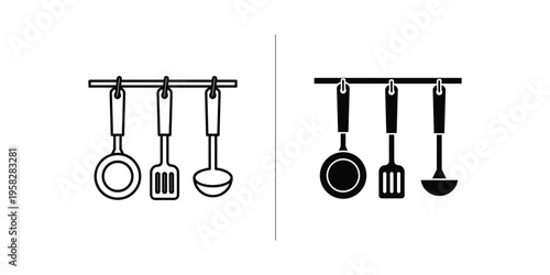 Kitchen Utensils Hanging Vector Graphics Commercial