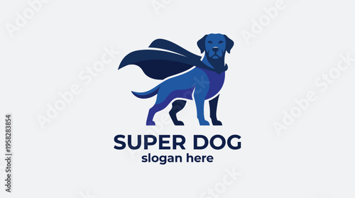 A superhero-themed dog character showcases loyalty and strength, making it an excellent logo design for pet services, products, or animal welfare organizations.