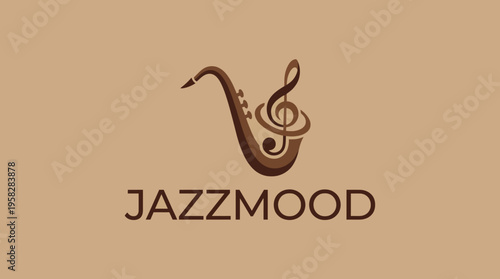 This soothing logo artfully combines a saxophone with musical notes, capturing the essence of jazz music and its mood, perfect for clubs, cafes, or music festivals.