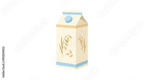Oat Milk Carton Box Vector Illustration Flat Design