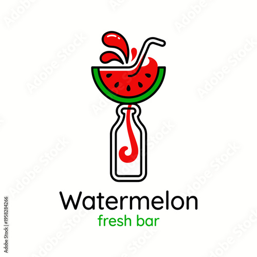 This vibrant illustration features a watermelon drink overflowing with freshness. Perfect for summer, juice bars, or healthy beverage promotions.