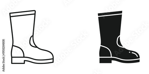 Rubber Boot Outline Black Icon Protection Commercial Use