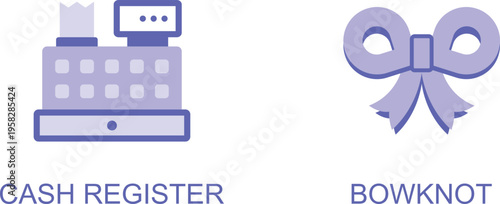 Contrast between traditional cash register and modern digital payment symbolized by a bowknot
