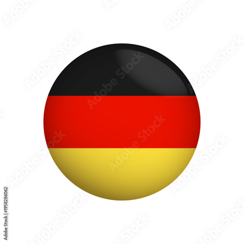 Vector Germany Flag Glossy Button Round German National Symbol Icon