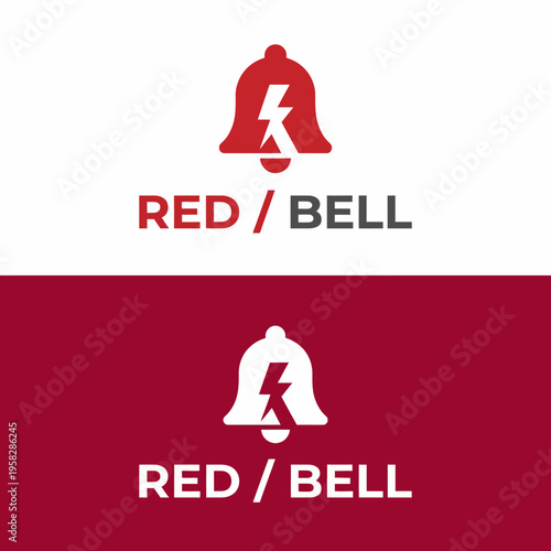 A visually appealing logo featuring a red bell with an electric symbol, representing alertness and urgency, perfect for a business in notifications or services.