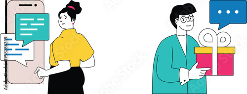 Digital communication and gift exchange between two individuals