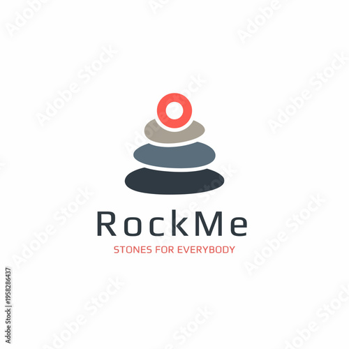 This logo design represents RockMe, a business focused on selling a variety of stones, appealing to a wide audience with a contemporary and stylish aesthetic.