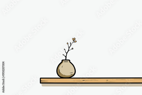 Serene Minimalist Wabi-Sabi Ceramic Vase Composition