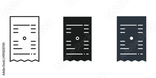 receipt vector illustration, flat design, black and white tickets