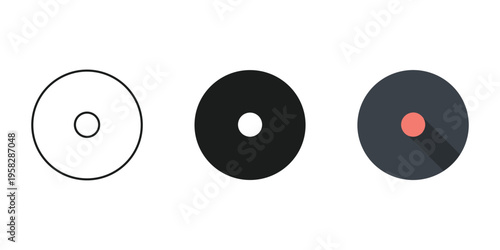 Three stages of a button vector illustration, flat design