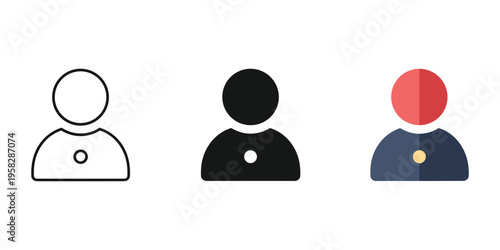 Three user profile icons in different styles vector illustration