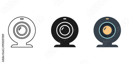 Three webcams in different styles vector illustration