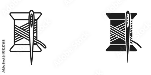 Thread Spool Needle Icon Crafting Symbol Commercial
