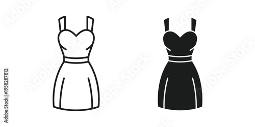 Dress Icons Fashion Apparel Line Art Silhouettes Commercial