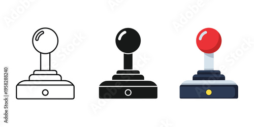 joystick controllers in white, black, and red vector illustration