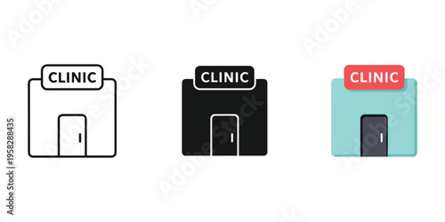 clinic building icons set vector illustration