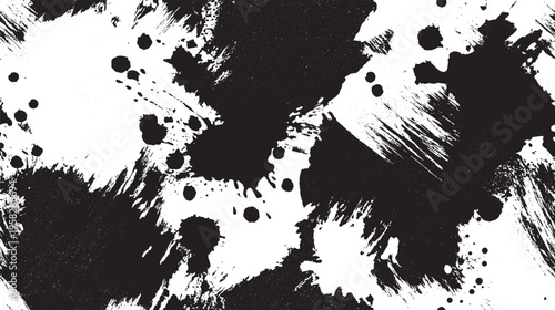 Abstract brushstrokes, thick, high-contrast ink splatters on a vector background.