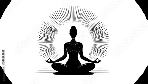 silhouette of a woman meditating