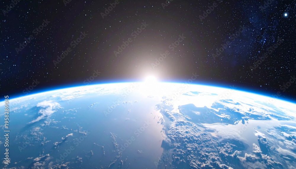 Obraz premium Earth Dawn from Space Generative AI