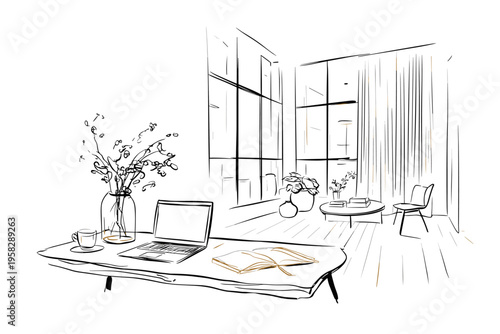 Modern Interior with Fluted Glass Divider